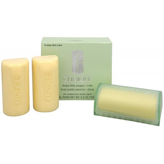 Clinique Čistiace mydlo na tvár pre suchú až zmiešanú pleť 3 ks (Three Little Soaps Mild) 3 x 50 g