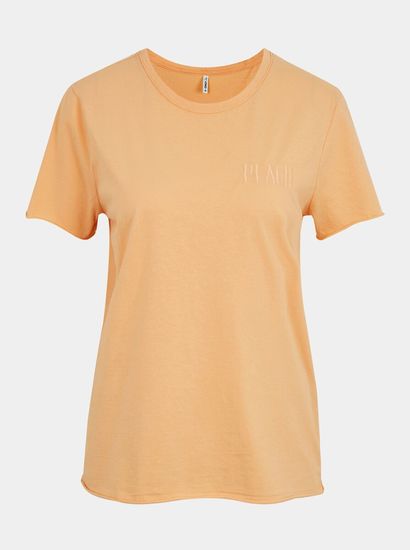 ONLY Oranžové tričko s nápisom ONLY Fruity