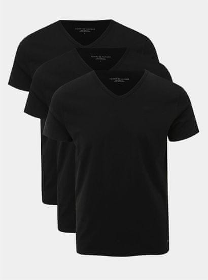 Tommy Hilfiger Súprava troch pánskych čiernych tričiek s véčkovým výstrihom Tommy Hilfiger