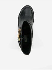 Guess Čierne vzorované členkové kožené topánky s ozdobnými remienkami Guess 37