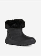 Geox Čierne dámske členkové kožené zimné topánky s umelým kožúškom Geox Dalyla 36