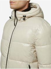 Geox Krémová pánska prešívaná zimní bunda s kapucou Geox Sile S