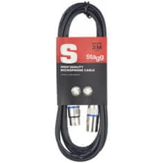 Stagg SMC3 BL, mikrofónny kábel XLR/XLR, 3m, modré krúžky