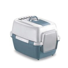 Stefanplast WivaCat Praktická krytá mačacia toaleta s filtrom a lopatkou biela/modrá 55x40x40cm
