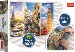 Trefl Puzzle koláž miest Paríž - Benátky - Londýn 1000 dielikov + podložka pod puzzle