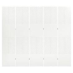 Vidaxl Paraván s 5 panelmi, biela 200x180 cm oceľ