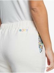 ROXY Biele dámske vzorované tepláky Roxy Marin S