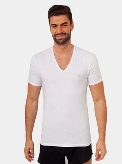 Calvin Klein Sada dvou bílých pánských triček s véčkovým výstřihem Calvin Klein Jeans