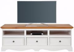 Danish Style Tv stolík Meliss, 163 cm, biela/borovica