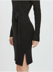 VILA Čierne dámske rebrované svetrové šaty VILA Ril M