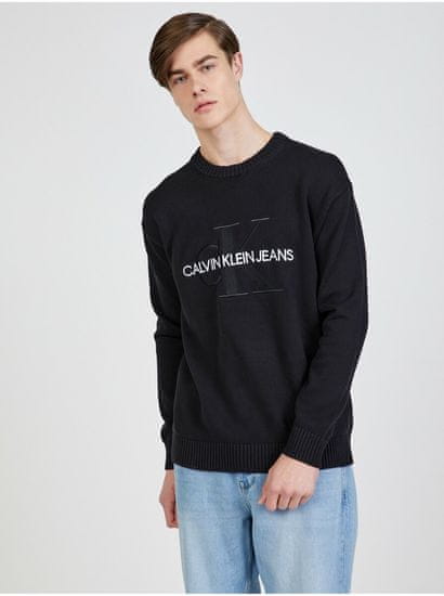 Calvin Klein Čierny pánsky sveter Calvin Klein Embroidery