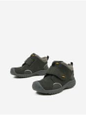 KEEN Tmavošedé detské kožené vodeodolné zimné topánky Keen Kootenay III 29