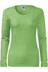 Malfini Dámske tričko priliehavé s dlhým rukávom, hráškovo zelená, L