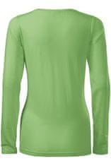 Malfini Dámske tričko priliehavé s dlhým rukávom, hráškovo zelená, L