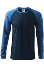 Malfini Pánske tričko s dlhým rukávom, kontrastné, tmavomodrá, 2XL