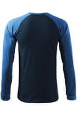 Malfini Pánske tričko s dlhým rukávom, kontrastné, tmavomodrá, 2XL
