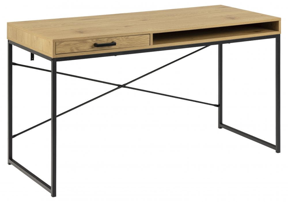 Design Scandinavia Pracovný stôl Seaford, 140 cm, dub/čierna