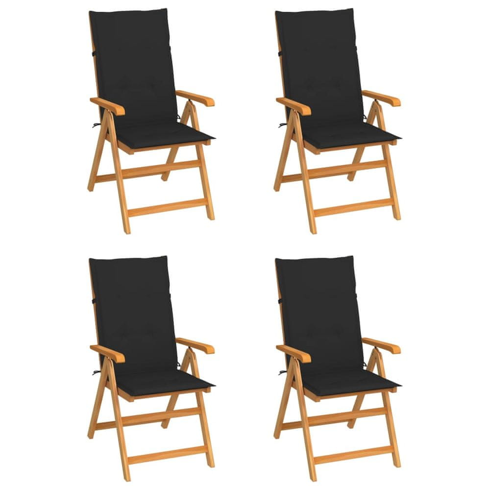 Petromila vidaXL Záhradné stoličky 4 ks s čiernymi podložkami tíkový masív