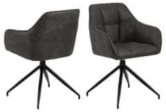 Design Scandinavia Jedálenská stolička s opierkami Brenda, textil, antracitová