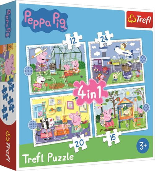 Trefl Prasiatko Peppa Puzzle: Spomienky na dovolenku 4v1 (12,15,20,24 dielikov)