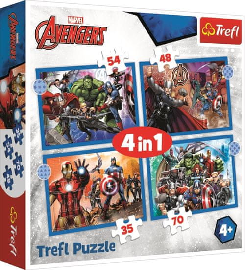 Trefl Puzzle Statoční Avengers 4v1 (35,48,54,70 dielikov)