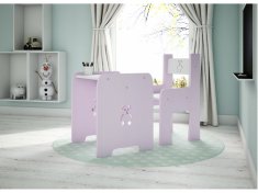 Tee-Pee Stôl so stoličkou Macko ružový