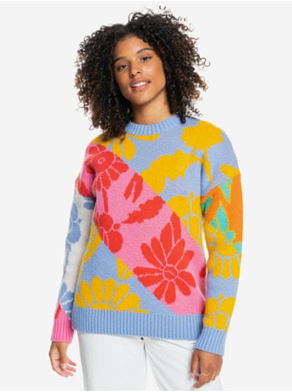 ROXY Svetlomodrý dámsky vzorovaný sveter s prímesou vlny Roxy