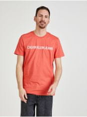 Calvin Klein Koralové pánske tričko s potlačou Calvin Klein M