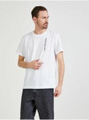 Calvin Klein Biele pánske vzorované tričko Calvin Klein L