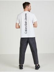 Calvin Klein Biele pánske vzorované tričko Calvin Klein L