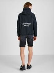 Calvin Klein Čierna pánska vzorovaná ľahká bunda s kapucou Calvin Klein M