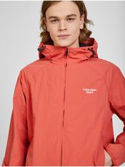 Calvin Klein Červená pánska vzorovaná ľahká bunda s kapucou Calvin Klein L