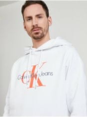 Calvin Klein Biela pánska vzorovaná mikina s kapucou Calvin Klein XL