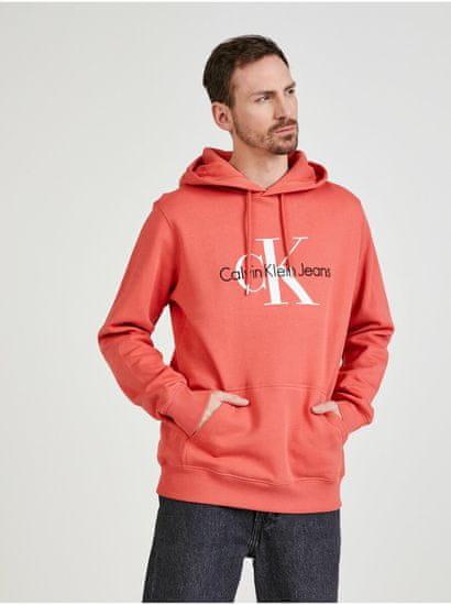 Calvin Klein Koralová pánska vzorovaná mikina s kapucou Calvin Klein