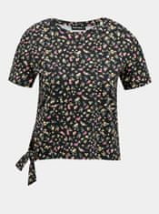 Čierne kvetované krátke tričko TALLY WEiJL L