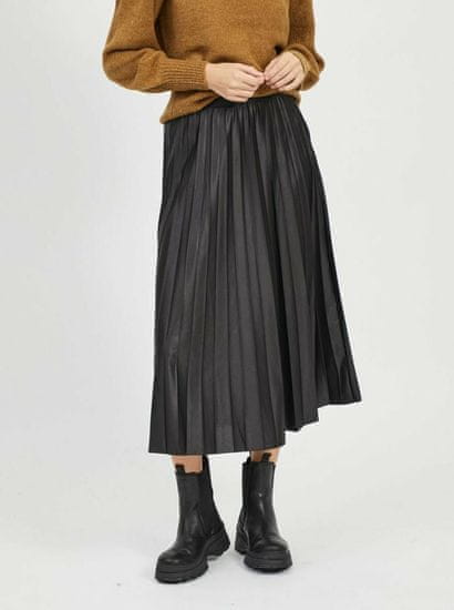 VILA Čierna plisovaná midi sukňa VILA
