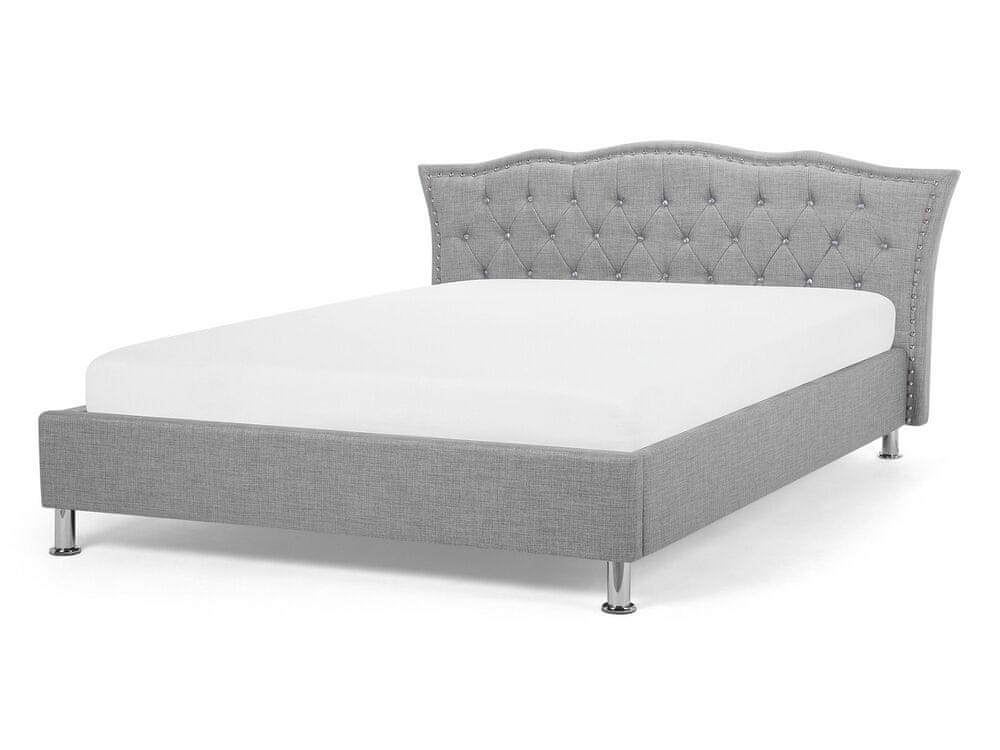 Beliani Čalúnená posteľ 140 x 200 cm sivá METZ