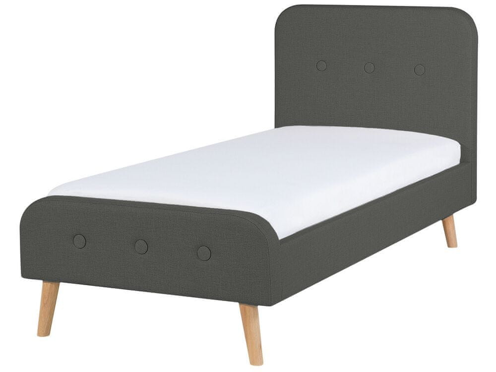 Beliani Sivá čalúnená posteľ 90 x 200 cm RENNES