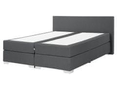 Beliani Čalúnená kontinentálna posteľ sivá 160x200 cm PRESIDENT