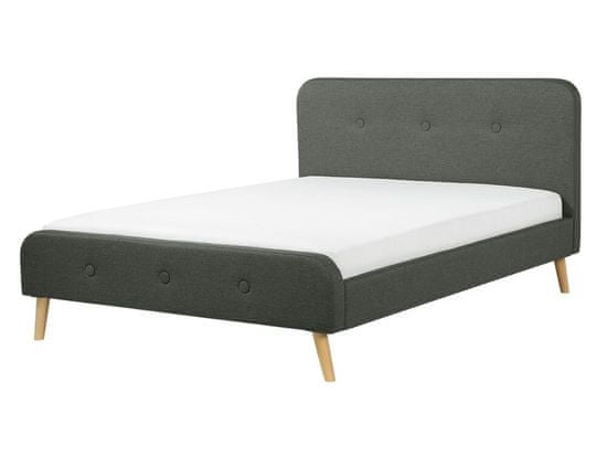 Beliani Sivá čalúnená posteľ 140 x 200 cm RENNES