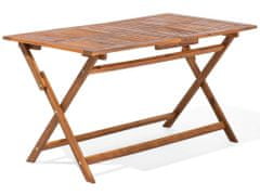 Beliani Záhradný stôl z akáciového dreva 140 x 75 cm tmavé drevo CENTO