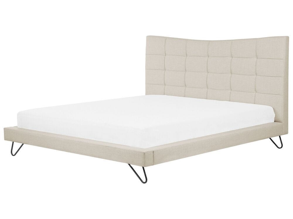Beliani Zamatová posteľ 180 x 200 cm béžová LANNION