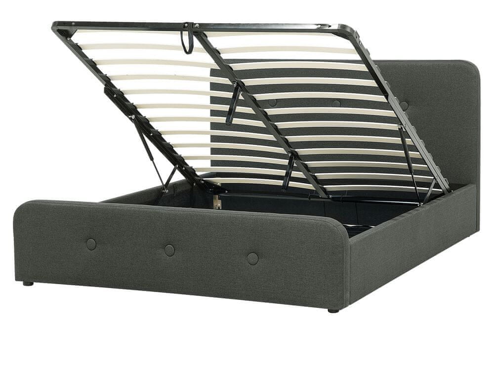 Beliani Tmavosivá posteľ s úložným priestorom 160 x 200 cm RENNES