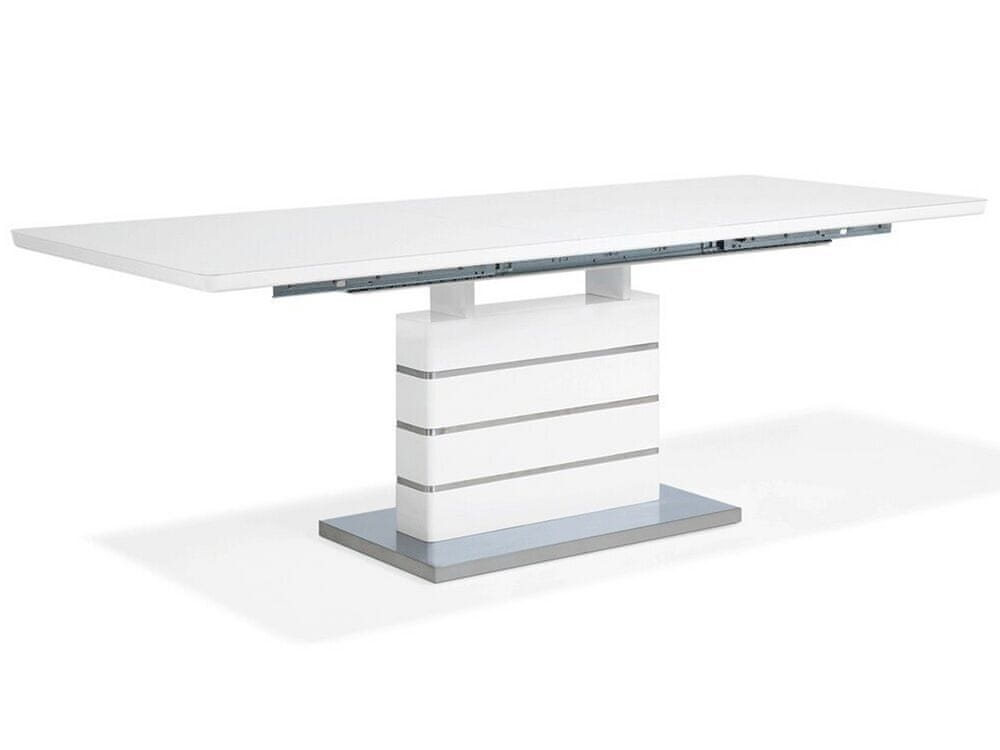 Beliani Rozkladací jedálenský stôl 180/220 x 90 cm biela/strieborná HAMLER