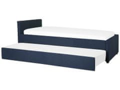 Beliani Rozkladacia čalúnená posteľ 80 x 200 cm modrá MARMANDE