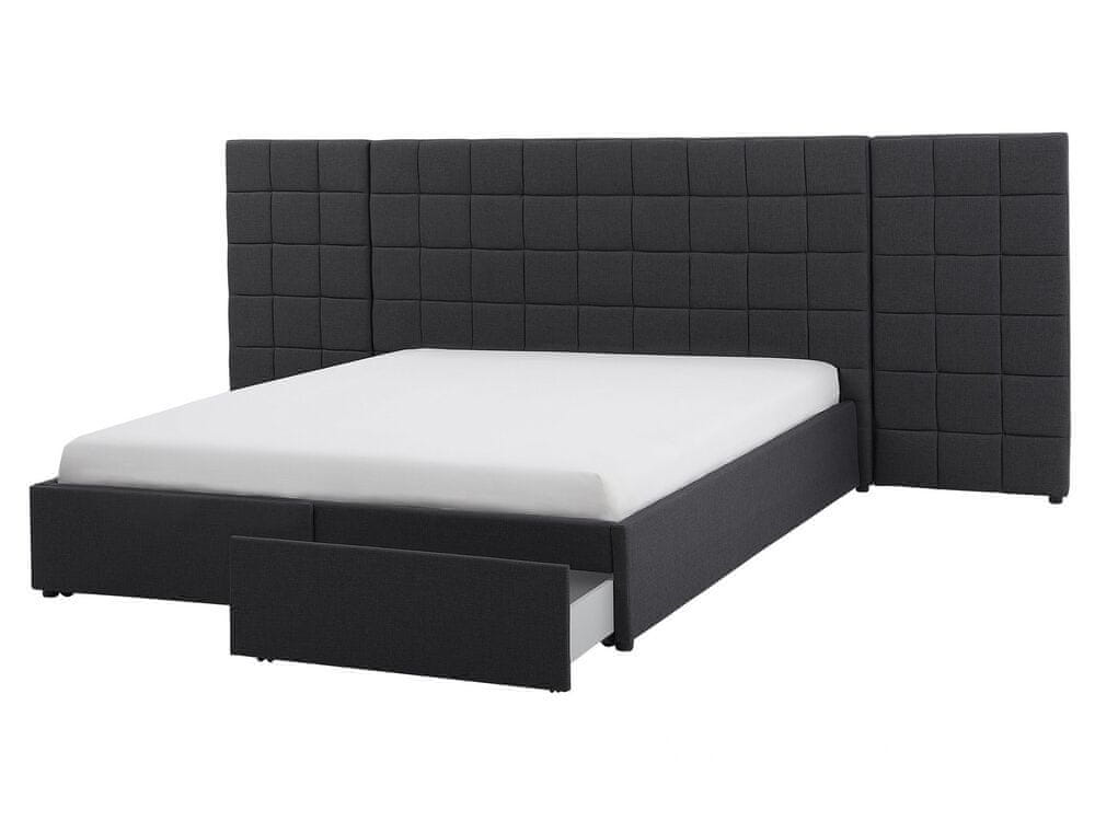 Beliani Čalúnená posteľ s úložným priestorom 160 x 200 cm sivá MILLAU