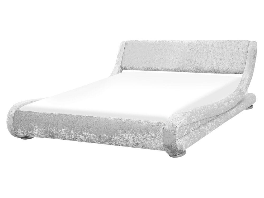 Beliani Zamatová posteľ 160 x 200 cm strieborná AVIGNON