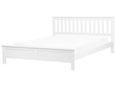 Beliani Drevená posteľ 180 x 200 cm biela MAYENNE