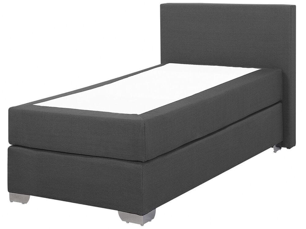 Beliani Kontinentálna čalúnená posteľ 90 x 200 cm sivá PRESIDENT