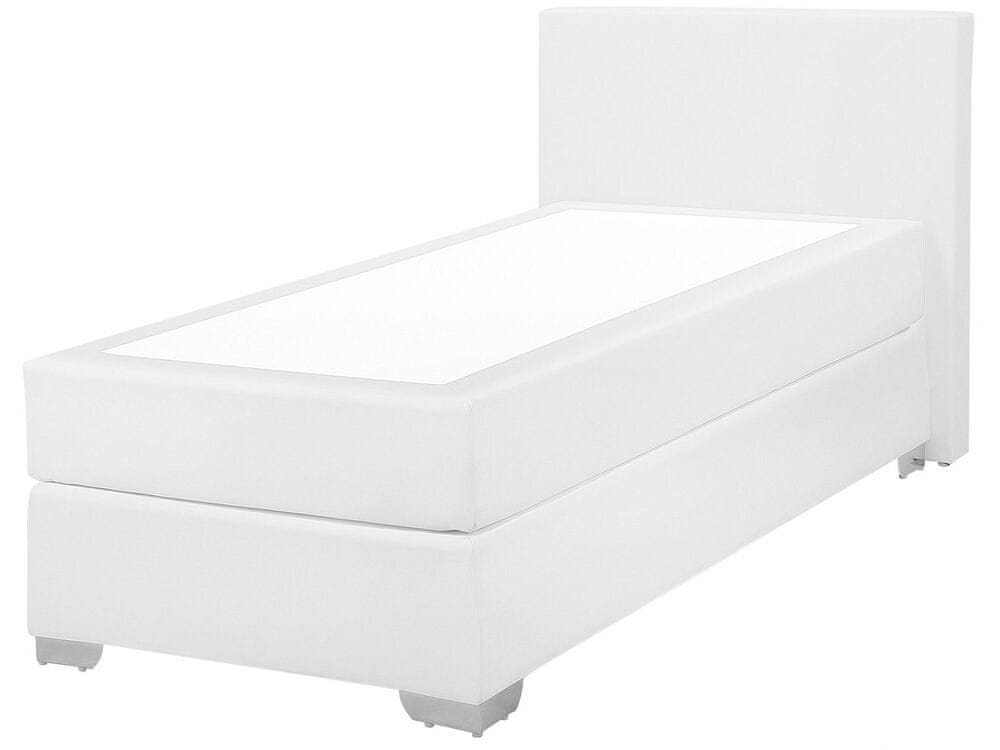 Beliani Kontinentálna posteľ z eko kože 90 x 200 cm biela PRESIDENT